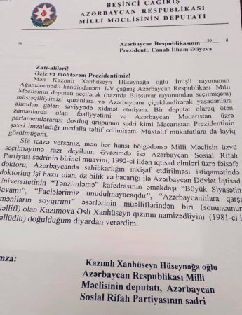 Бахтияр Гаджиев обвиняет депутата Хангусейна Кязымлы: Теперь вы хотите посадить на свое место дочь?