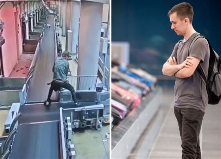 Нетрезвый мужчина прокатился на багажной ленте в аэропорту 