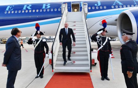 Президент Ильхам Алиев прибыл с рабочим визитом в Италию