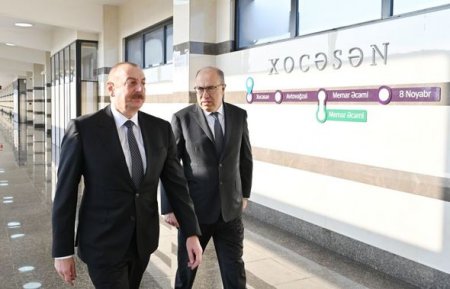 Ильхам Алиев принял участие в открытии станции метро "Ходжасан"