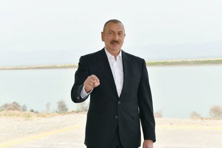 Президент Ильхам Алиев принял участие в открытии автомобильной дороги Нефтчала - Кюркенд - Маяк №2
