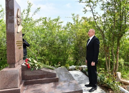 Президент Азербайджана посетил могилу Мир Мохсуна Навваба Гарабаги в Шуше Президент Азербайджана посетил могилу Мир Мохсуна Навваба Гарабаги в Шуше