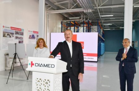 Ильхам Алиев принял участие в открытии фармацевтического завода Diamed в Баку 