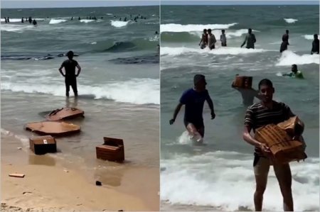 Большая часть гумпомощи, сброшенной с воздуха в Газе, упала в море