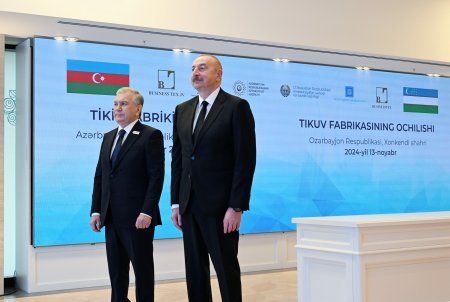 Алиев и Мирзиёев открыли швейную фабрику в Ханкенди по видеосвязи